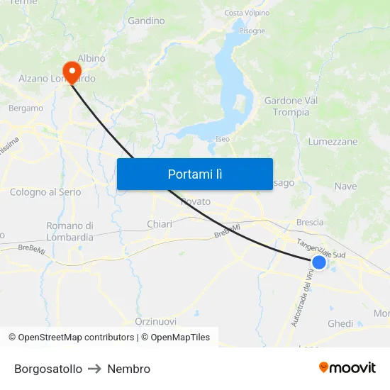 Borgosatollo to Nembro map