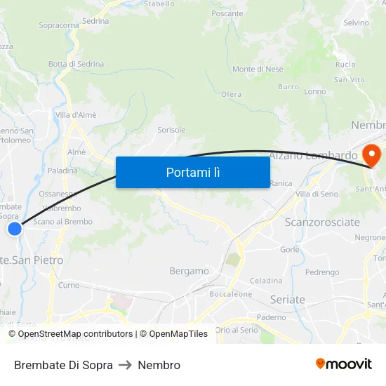 Brembate Di Sopra to Nembro map