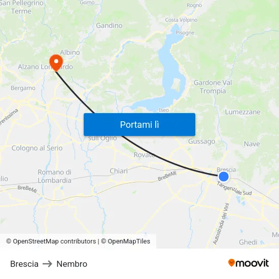 Brescia to Nembro map