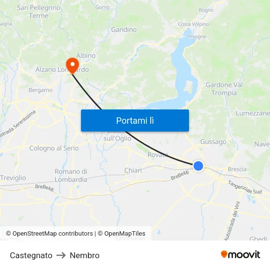 Castegnato to Nembro map