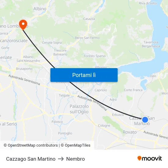 Cazzago San Martino to Nembro map