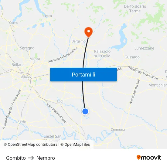 Gombito to Nembro map