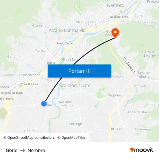 Gorle to Nembro map