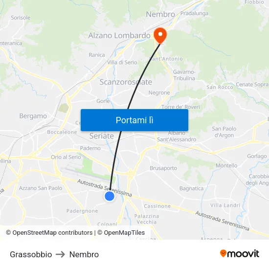 Grassobbio to Nembro map
