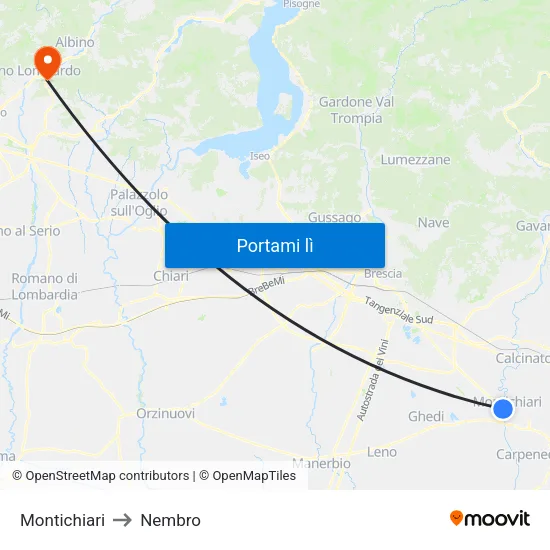 Montichiari to Nembro map