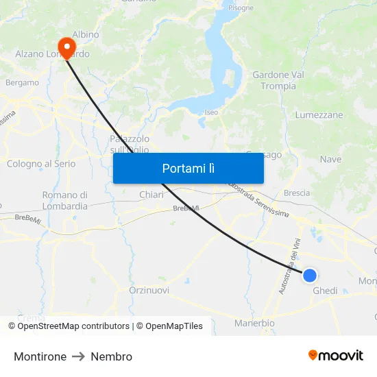 Montirone to Nembro map
