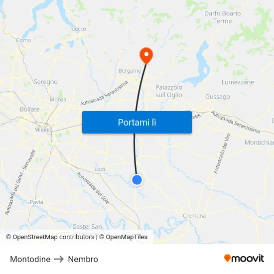 Montodine to Nembro map