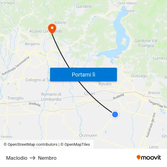 Maclodio to Nembro map