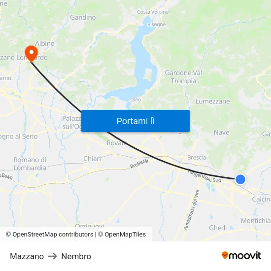 Mazzano to Nembro map