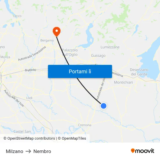 Milzano to Nembro map