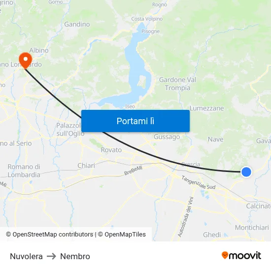 Nuvolera to Nembro map
