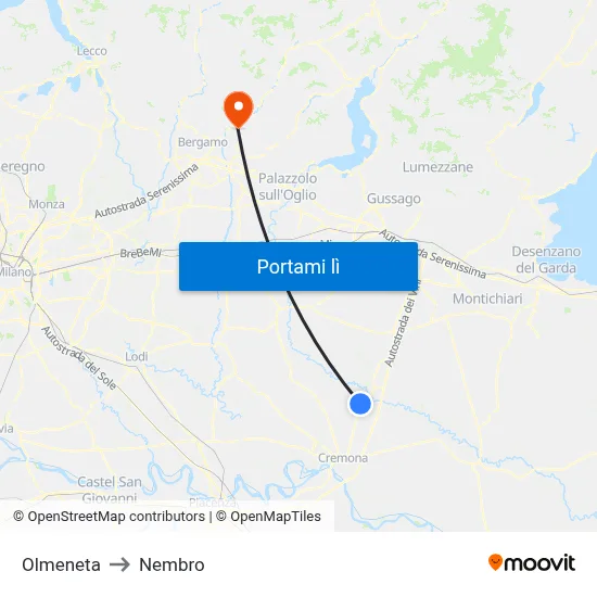 Olmeneta to Nembro map