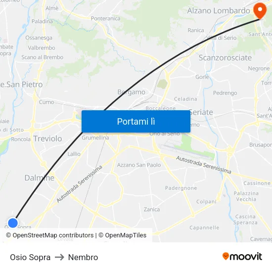 Osio Sopra to Nembro map