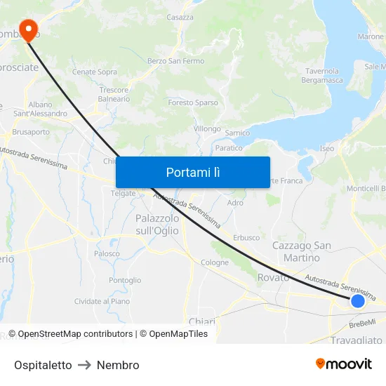 Ospitaletto to Nembro map