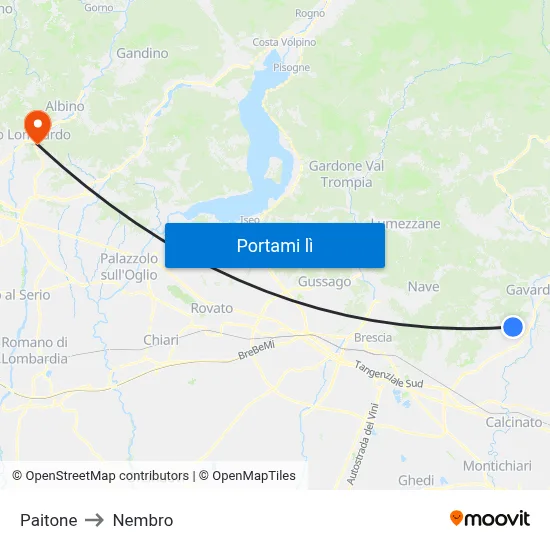 Paitone to Nembro map