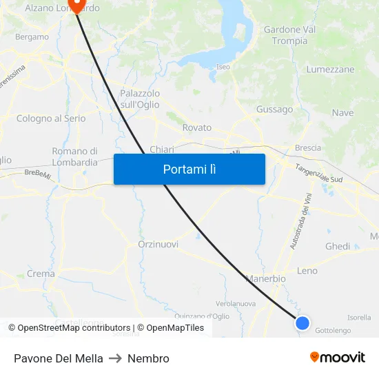 Pavone Del Mella to Nembro map