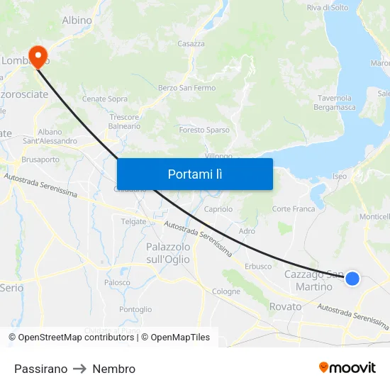 Passirano to Nembro map