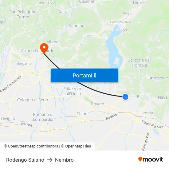 Rodengo-Saiano to Nembro map