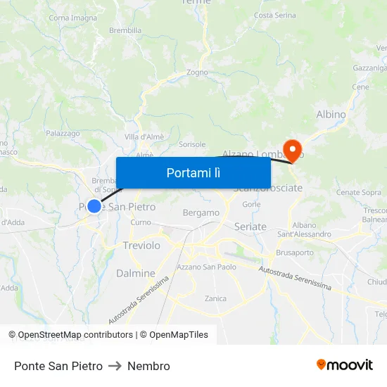 Ponte San Pietro to Nembro map