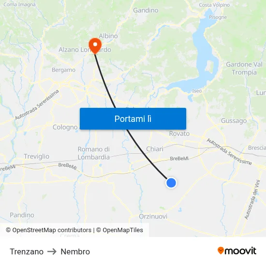 Trenzano to Nembro map