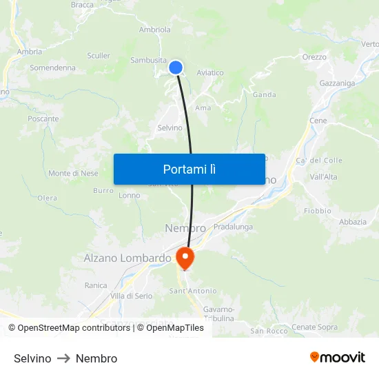 Selvino to Nembro map
