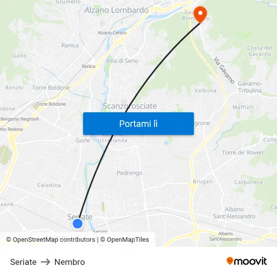 Seriate to Nembro map