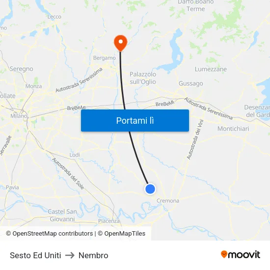 Sesto Ed Uniti to Nembro map