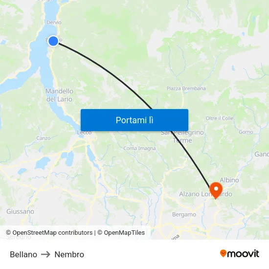 Bellano to Nembro map