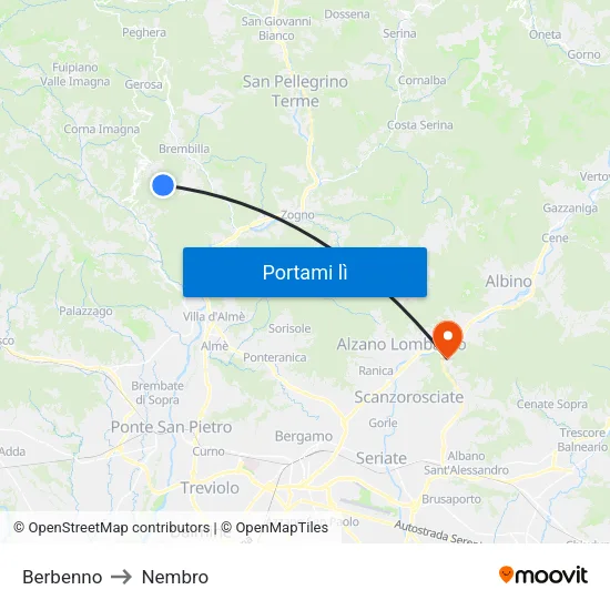 Berbenno to Nembro map