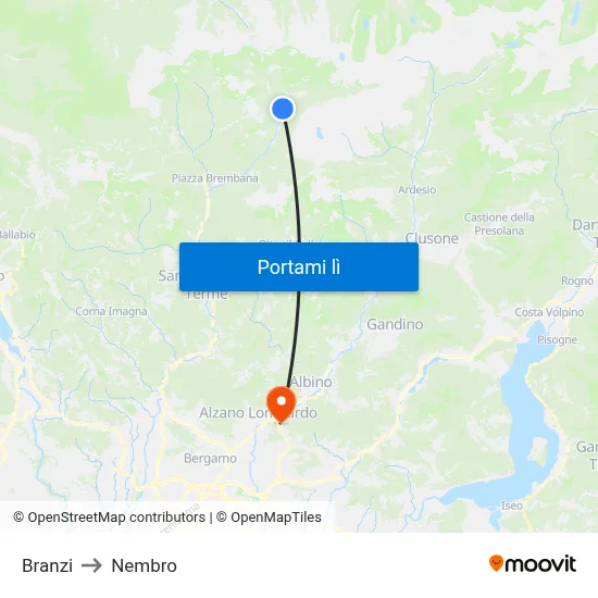 Branzi to Nembro map