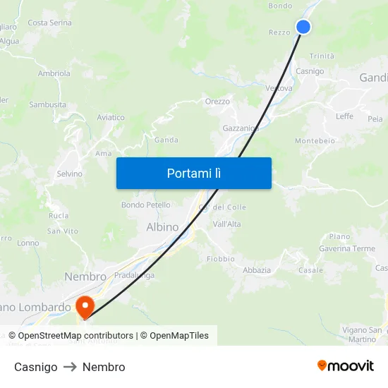 Casnigo to Nembro map