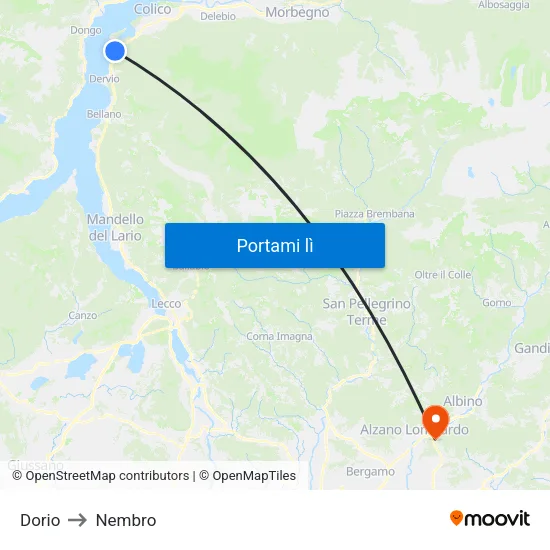 Dorio to Nembro map
