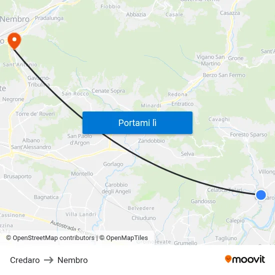 Credaro to Nembro map