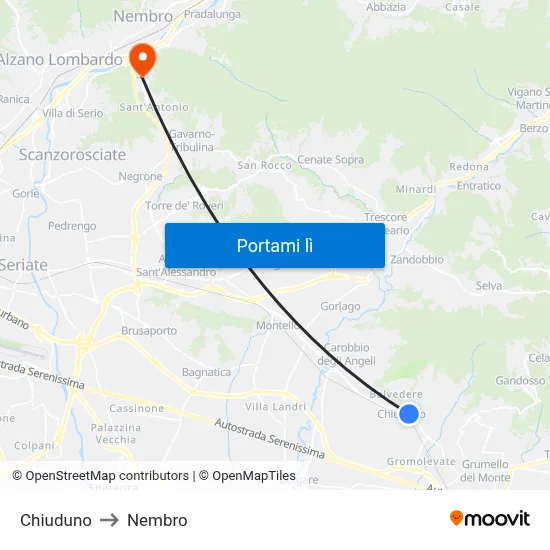 Chiuduno to Nembro map