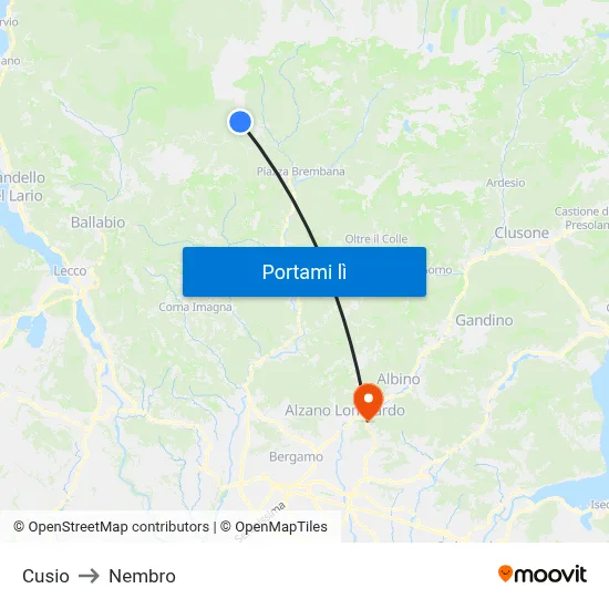 Cusio to Nembro map