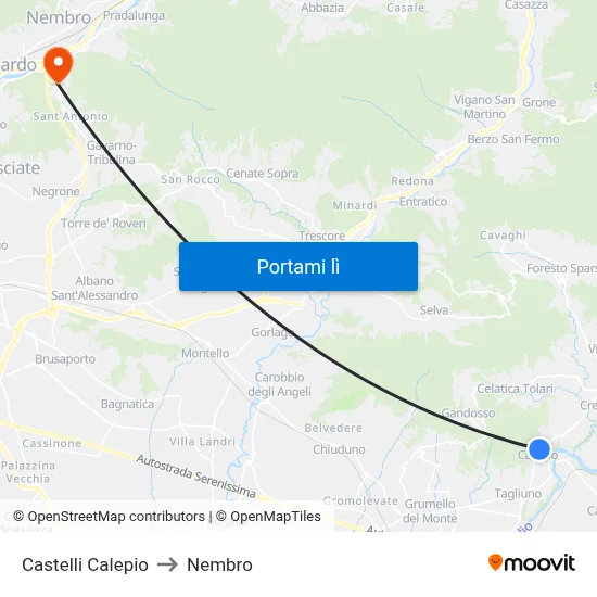 Castelli Calepio to Nembro map