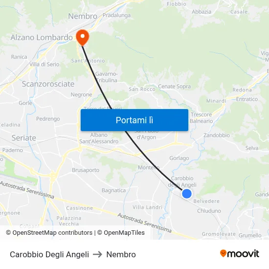 Carobbio Degli Angeli to Nembro map