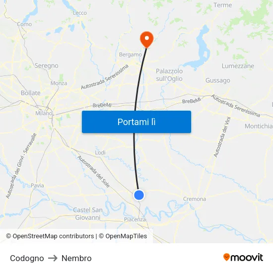Codogno to Nembro map