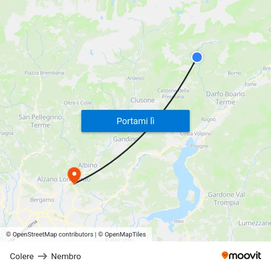 Colere to Nembro map