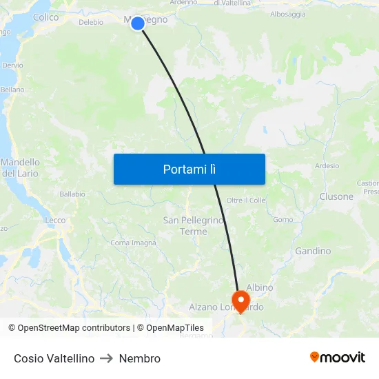 Cosio Valtellino to Nembro map