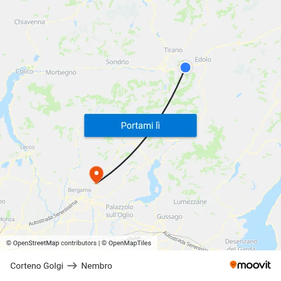 Corteno Golgi to Nembro map