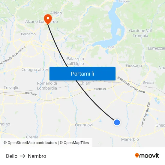 Dello to Nembro map