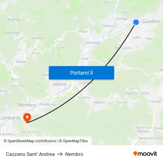 Cazzano Sant' Andrea to Nembro map