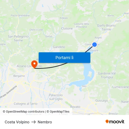 Costa Volpino to Nembro map
