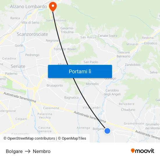 Bolgare to Nembro map