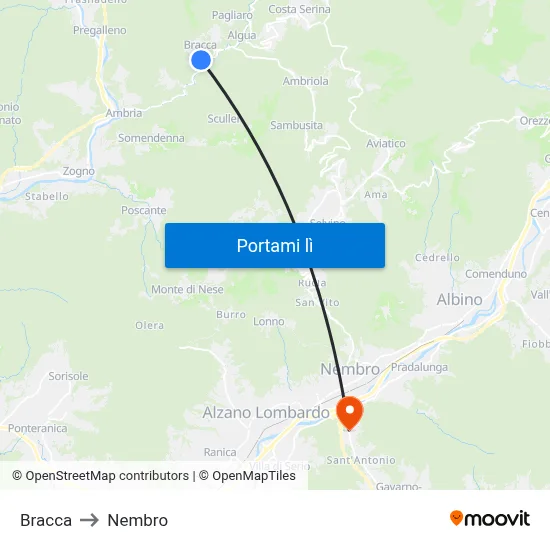 Bracca to Nembro map