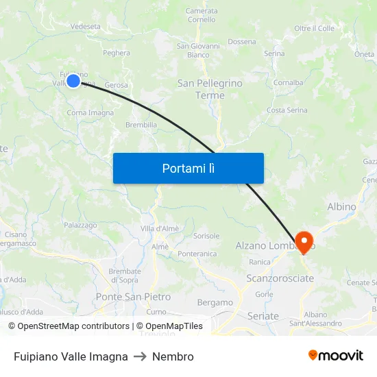 Fuipiano Valle Imagna to Nembro map
