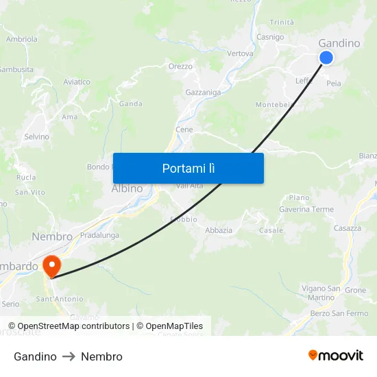 Gandino to Nembro map