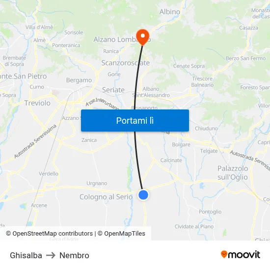 Ghisalba to Nembro map