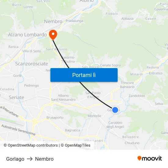Gorlago to Nembro map